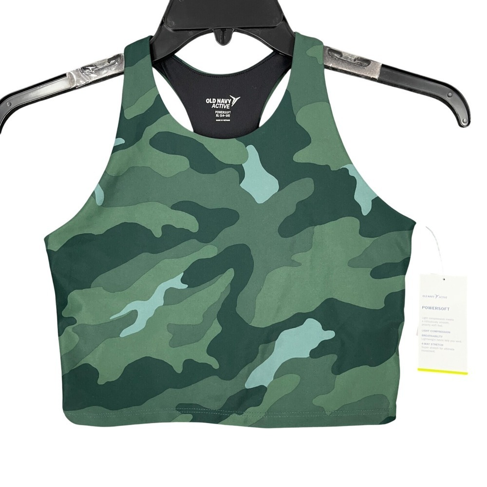 Old Navy Sports Bra Girls XL‎ Camo PowerSoft Longline Athletic Fitness Studio